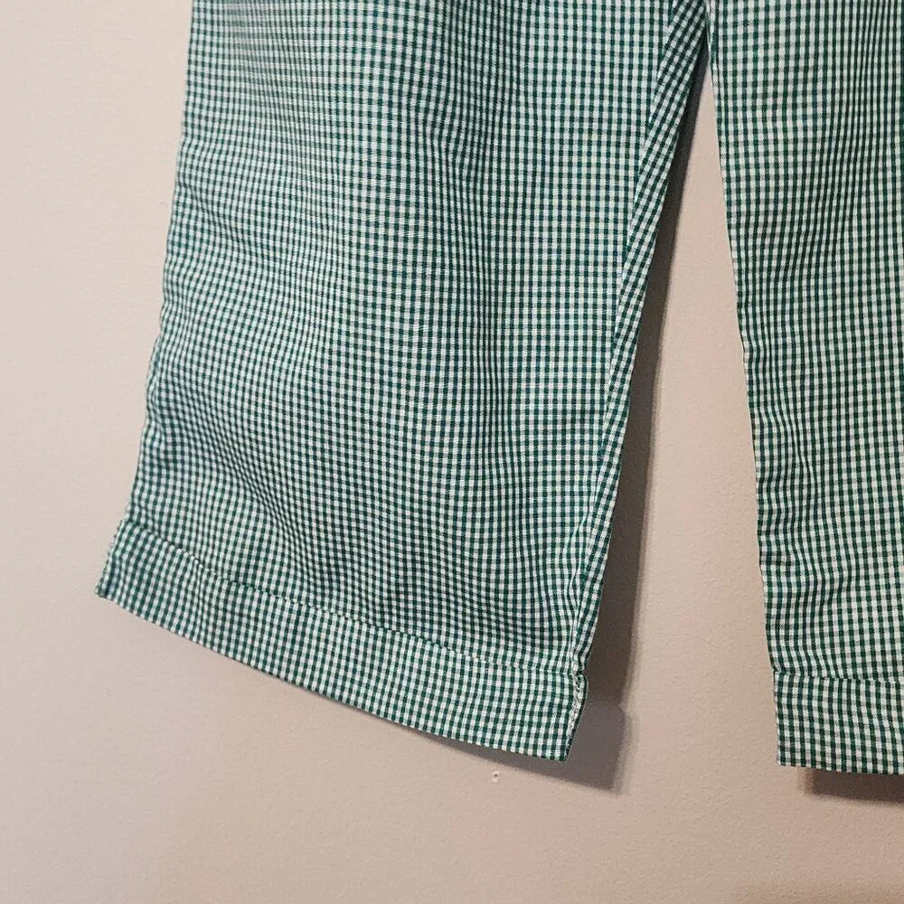Anavini pants boys 3 green gingham lightweight cotton elastic waist New